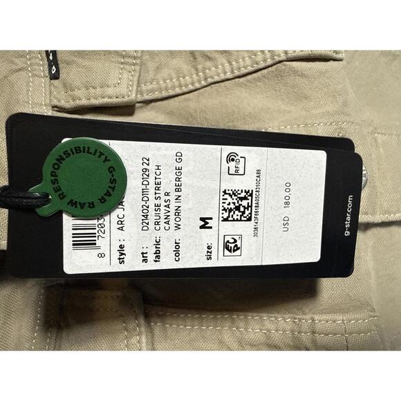 NWT G-Star RAW Arc Jacket Women’s Short Sleeve Stretch Canvas Beige Size Medium - Picture 8 of 10